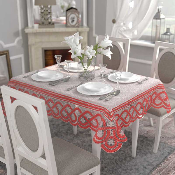 Изображение товара Скатерть Лента С909АБб 160x135 (белый/ярко-серый)