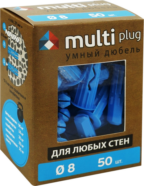 Изображение товара Дюбель универсальный ЕВРОПАРТНЕР Multi 8 / 76091197 (50шт, синий)