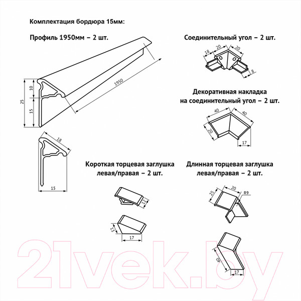 Изображение товара Бордюр для ванны Berges 1950/15ммx2 / 051031