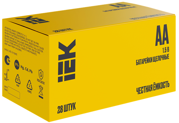 Изображение товара Комплект батареек IEK Alkaline Optima LR06/AA / ABT-LR06-OP-B28 (28шт)