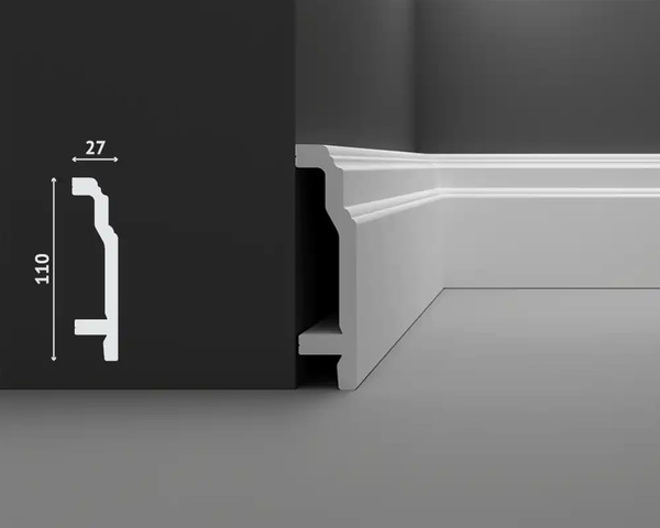 Изображение товара Плинтус Decostar PS SK-41 (110x27x2000, белый)