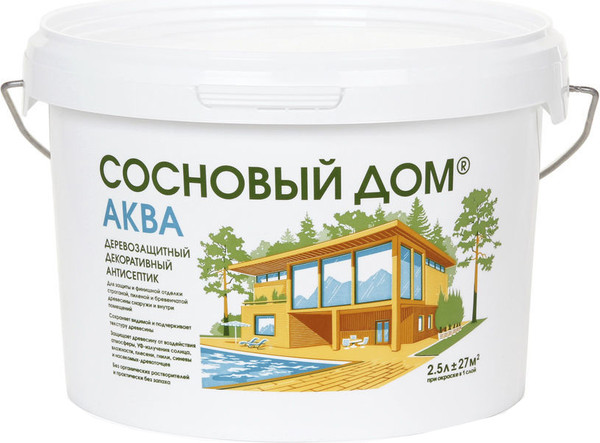 Изображение товара Антисептик для древесины Сосновый дом Аква (2.5л, белый)