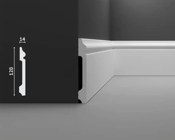 Изображение товара Плинтус Decostar PS SK-43 (120x14x2000, белый)