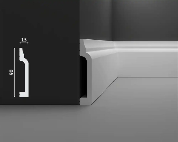 Изображение товара Плинтус Decostar PS SK-47 (90x15x2000, белый)