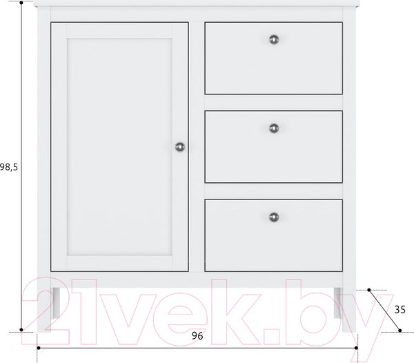 Изображение товара Тумба Black Red White Ewa KOM1D3S/95 (белый)