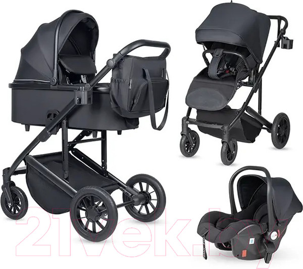 Изображение товара Детская универсальная коляска Farfello Sola Trio Comfort 3в1 / SOLA-3 (черный)