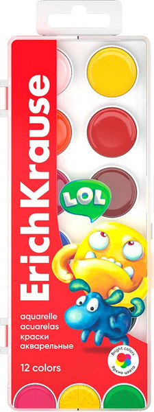 Изображение товара Акварельные краски Erich Krause Jolly Friends / 61366 (12цв)