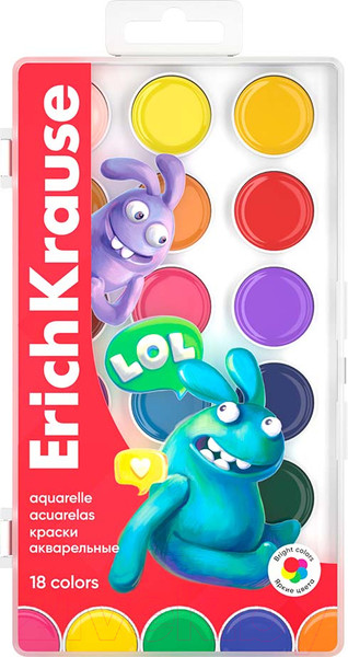 Изображение товара Акварельные краски Erich Krause Jolly Friends / 61367 (18цв)
