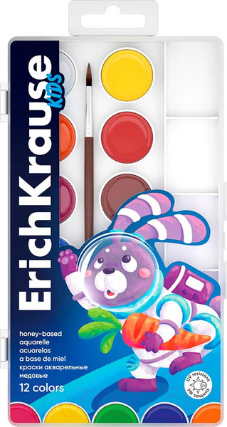 Изображение товара Акварельные краски Erich Krause Kids Space Animals / 61363 (12цв)