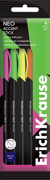 Изображение товара Набор шариковых ручек Erich Krause Neo Accent / 61008 (4шт, синий)