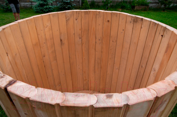 Изображение товара Купель КомфортПром Деревянная круглая из лунного паза 1130х1200мм / 10331372