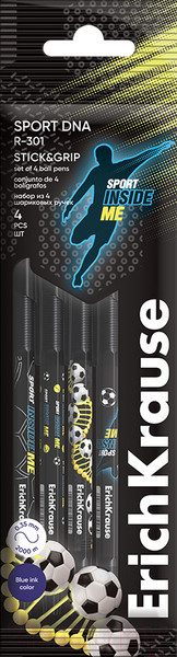 Набор шариковых ручек Erich Krause R-301 Sport DNA Stick&Grip / 61007 (4шт, синий) — фото 5