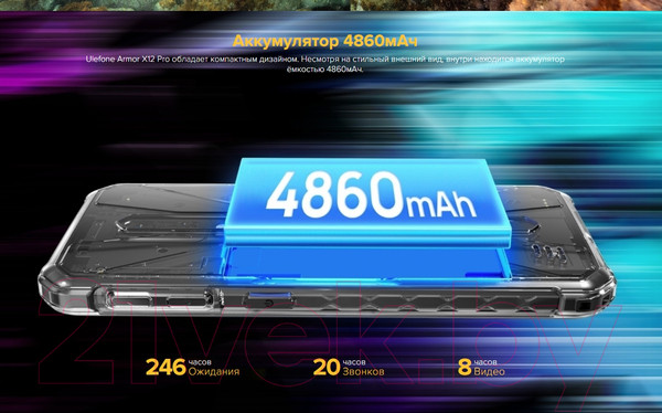 Изображение товара Смартфон Ulefone Armor X12 Pro 4GB/64GB (черный/зеленый)