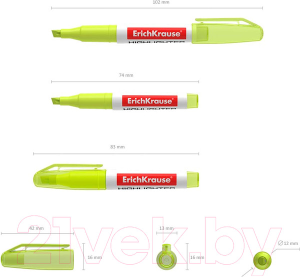 Изображение товара Набор маркеров Erich Krause Visioline V-11 Mini Neon / 56904 (4шт)