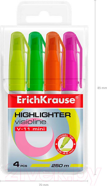 Изображение товара Набор маркеров Erich Krause Visioline V-11 Mini Neon / 56904 (4шт)