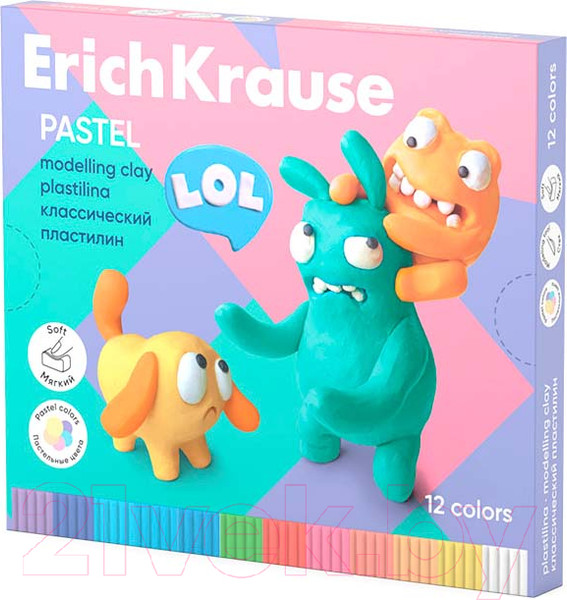 Изображение товара Пластилин Erich Krause Jolly Friends Pastel / 61352 (12цв)