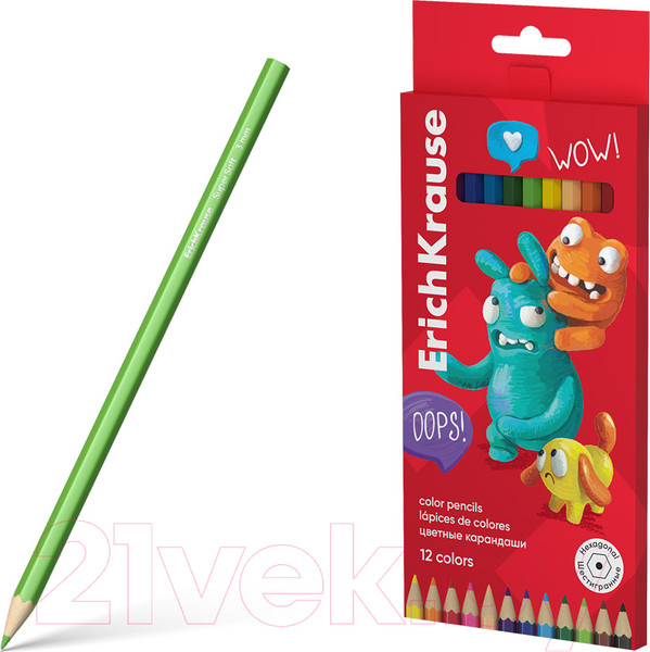 Изображение товара Набор цветных карандашей Erich Krause Jolly Friends / 61792 (12цв)