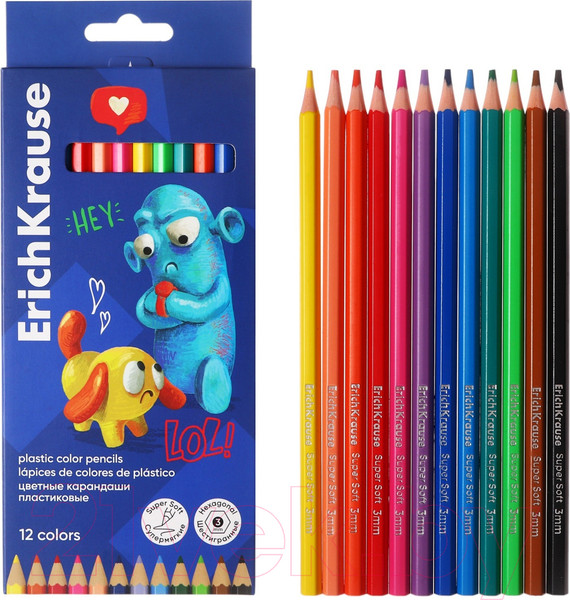 Изображение товара Набор цветных карандашей Erich Krause Jolly Friends / 61798 (12цв)