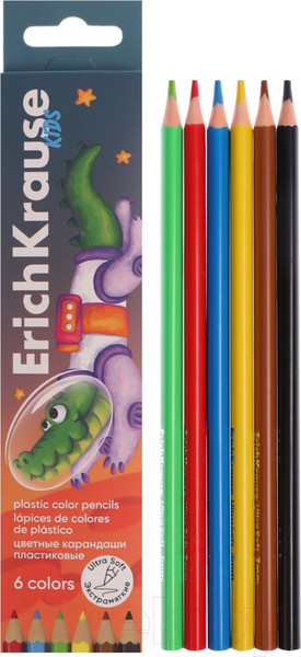 Изображение товара Набор цветных карандашей Erich Krause Kids Space Animals / 61781 (6цв)