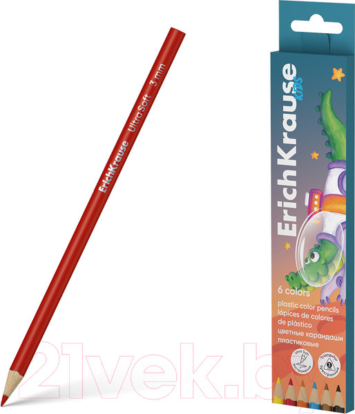 Изображение товара Набор цветных карандашей Erich Krause Kids Space Animals / 61781 (6цв)