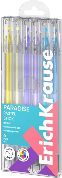 Изображение товара Набор гелевых ручек Erich Krause Paradise Stick Pastel / 61308 (6шт)
