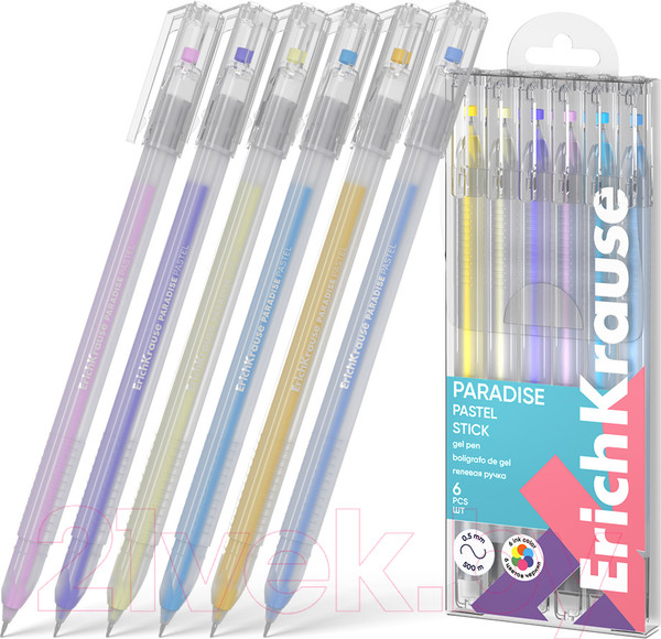 Изображение товара Набор гелевых ручек Erich Krause Paradise Stick Pastel / 61308 (6шт)
