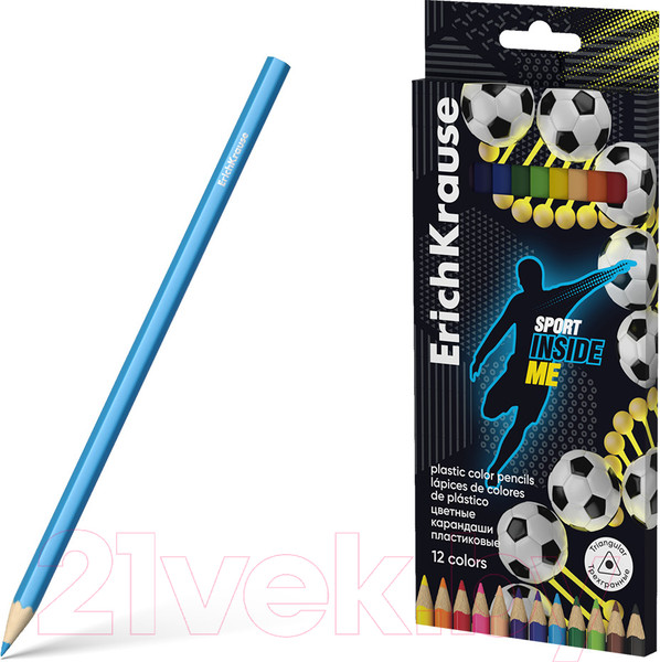 Изображение товара Набор цветных карандашей Erich Krause Sport DNA / 61809 (12цв)