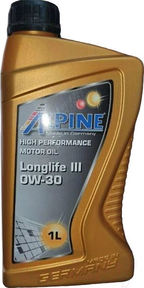 Изображение товара Моторное масло ALPINE Longlife III 0W30 / 0121751 (1л)
