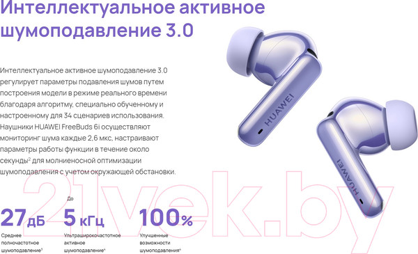 Изображение товара Беспроводные наушники Huawei FreeBuds 6i / T0019 (белый)