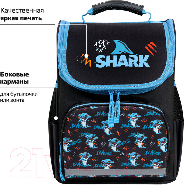 Изображение товара Школьный рюкзак Пифагор Basic. Angry Shark / 272044
