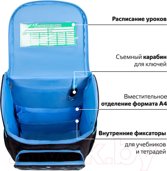 Изображение товара Школьный рюкзак Пифагор Basic. Angry Shark / 272044