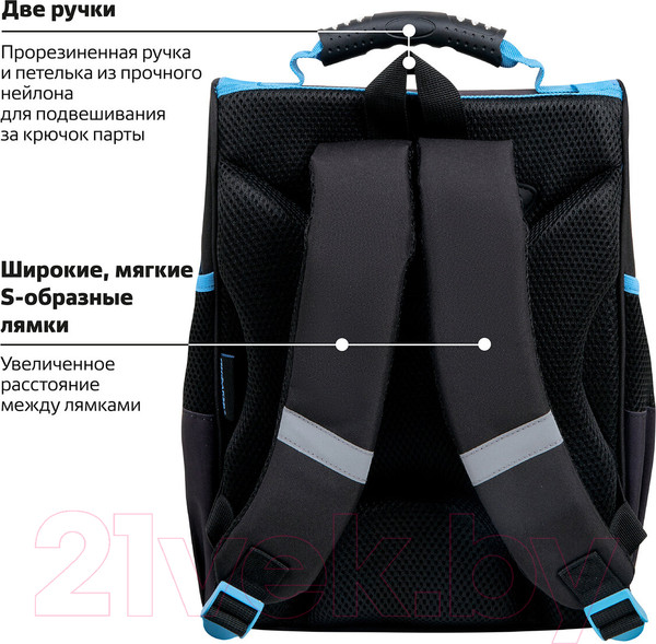 Изображение товара Школьный рюкзак Пифагор Basic. Angry Shark / 272044