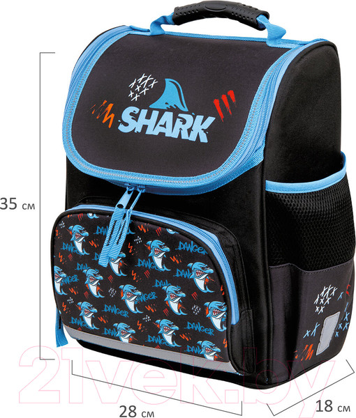 Изображение товара Школьный рюкзак Пифагор Basic. Angry Shark / 272044