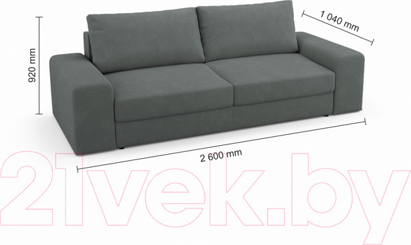 Изображение товара Диван Mio Tesoro Elke Base (Velutto 32 темно-серый)