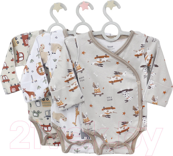 Изображение товара Набор боди для малышей Rant Funny Basic / 6690 (Beige, р.56, 3шт)