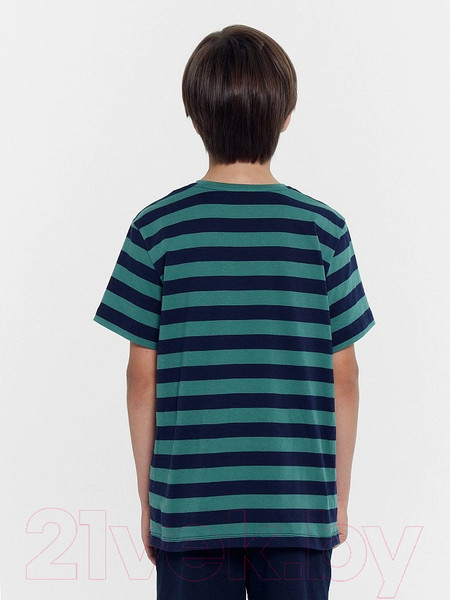 Изображение товара Футболка детская Mark Formelle 113432 (р.104-56, зелено-синяя полоска)