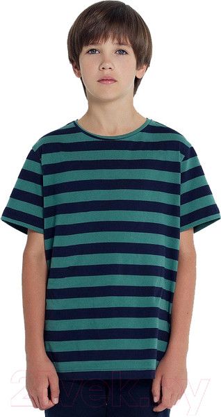 Изображение товара Футболка детская Mark Formelle 113432 (р.116-60, зелено-синяя полоска)