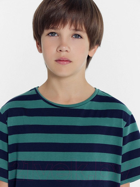 Изображение товара Футболка детская Mark Formelle 113432 (р.122-60, зелено-синяя полоска)