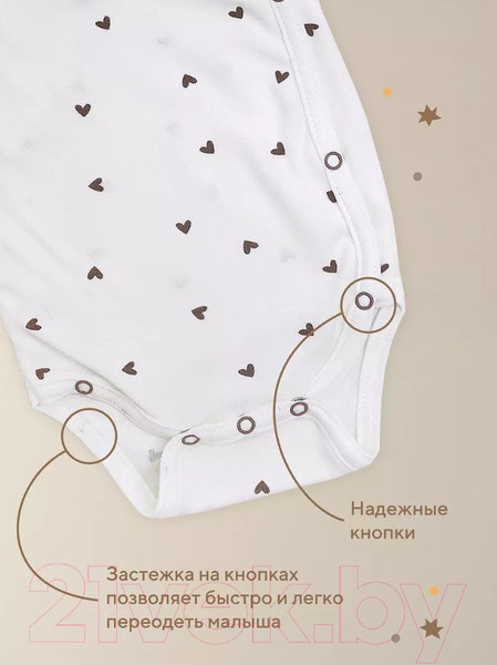 Изображение товара Набор боди для малышей Rant Funny Basic / 6990 (Milk, р.68, 3шт)