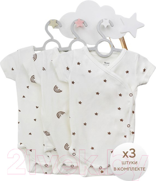 Изображение товара Набор боди для малышей Rant Funny Basic / 6990 (Milk, р.68, 3шт)