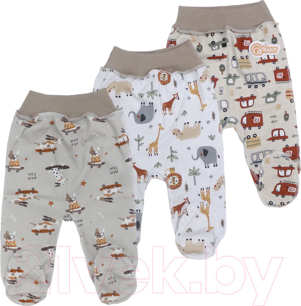 Изображение товара Набор ползунков Rant Funny Basic / 3390  (Beige, р.62, 3шт)