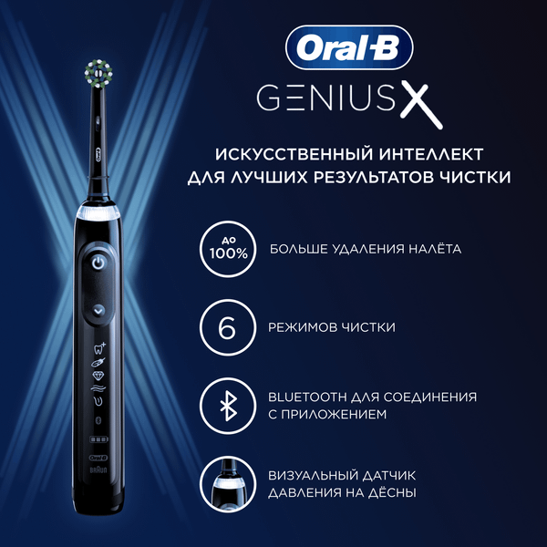 Изображение товара Электрическая зубная щетка Oral-B Genius X Black D706.513.6BK