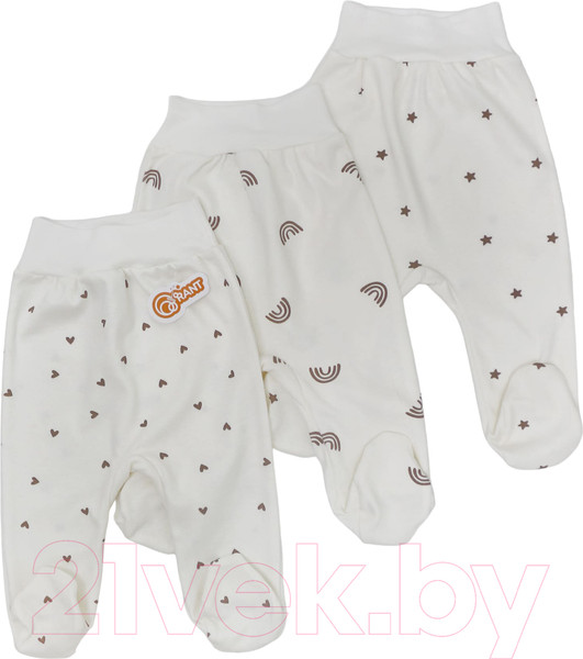 Изображение товара Набор ползунков Rant Funny Basic / 3390 (Milk, р.62, 3шт)