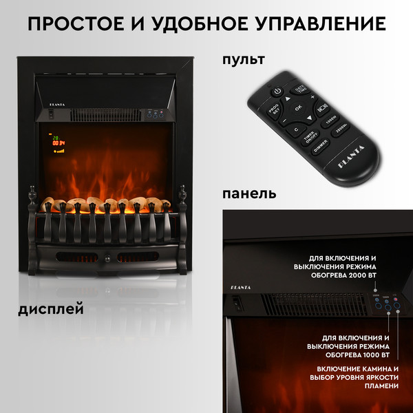 Изображение товара Электрокамин PLANTA PFP-FS400 (черный)