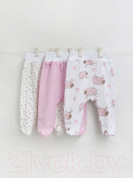 Изображение товара Набор ползунков Rant Funny Basic / 3190 (Rose, р.68, 3шт)