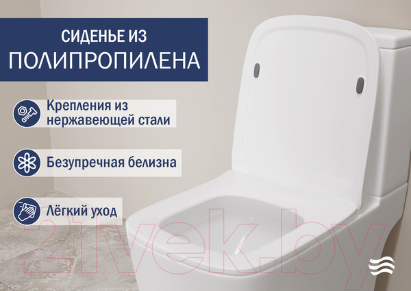 Изображение товара Унитаз напольный Lauter W09 S-TRAP с полипропиленовым сиденьем и микролифтом / 21900003 (вертикальный выпуск)