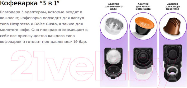 Изображение товара Кофеварка эспрессо Kitfort КТ-7405