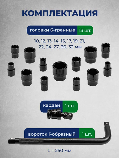 Изображение товара Набор головок слесарных RockForce RF-4159K-10K-T (58579)