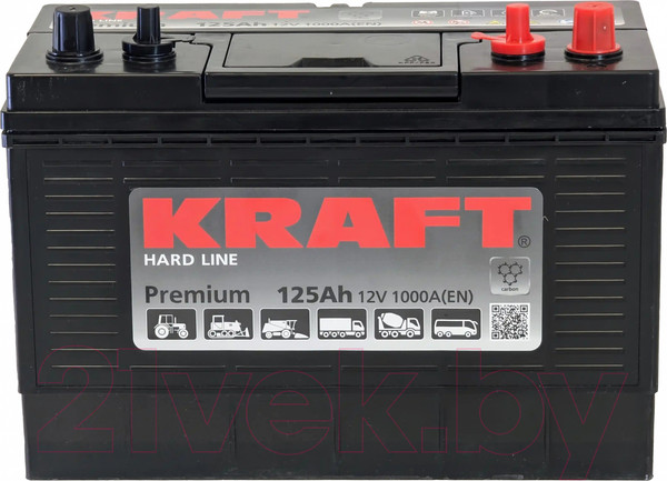 Изображение товара Автомобильный аккумулятор KrafT Premium 125 R / 31A-950 (125 А/ч)