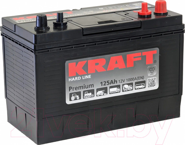 Изображение товара Автомобильный аккумулятор KrafT Premium 125 R / 31A-950 (125 А/ч)
